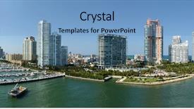  Presentation with miami beach - Cool new presentation theme with view of south miami beach backdrop and a teal colored foreground
