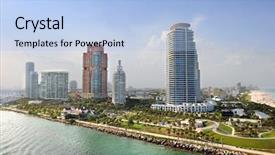  Presentation with miami beach - Audience pleasing slide deck consisting of portobello mushroom caps filled with shallots and cremini mushroom in a white wine cream sauce broiled with a parmesan chive and cilantro panko topping backdrop and a dark gray colored foreground