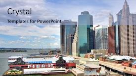  Presentation with seaport - Presentation theme enhanced with view of south street seaport background and a light blue colored foreground