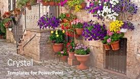  Presentation with medieval - Theme with view-of-spello-medieval-town background and a coral colored foreground