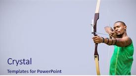  Presentation with archery - PPT theme consisting of view of sportsman practising archery background and a sky blue colored foreground