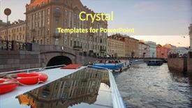  Presentation with boats - Amazing PPT theme having view of st petersburg river backdrop and a violet colored foreground