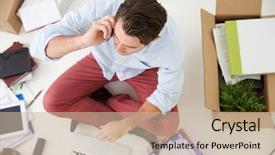  Presentation with moving business - Cool new presentation theme with view of start up business backdrop and a soft green colored foreground