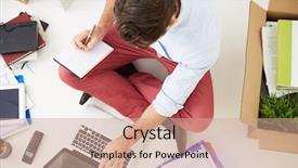  Presentation with moving business - Audience pleasing theme consisting of view of start up business backdrop and a coral colored foreground