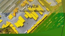  Presentation with container terminal - Slides enhanced with view of storage and freight background and a gold colored foreground