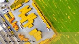  Presentation with terminal storage tank - PPT theme enhanced with view of storage and freight background and a yellow colored foreground