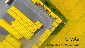  Presentation with container terminal - Presentation having view of storage and freight background and a gold colored foreground