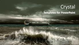  Presentation with ship storm - Presentation enhanced with dropship - view of storm seascape background and a dark gray colored foreground
