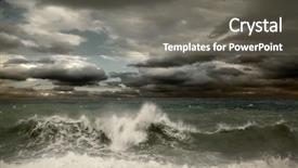  Presentation with storm - Colorful presentation design enhanced with big waves - view of storm seascape backdrop and a gray colored foreground