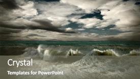  Presentation with natural disasters - Slide set consisting of view of storm seascape background and a gray colored foreground