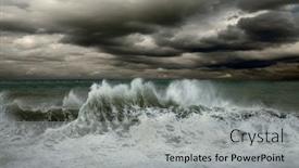  Presentation with storm - Presentation design consisting of stormy ocean - view of storm seascape background and a light gray colored foreground