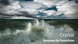  Presentation with storm - Amazing presentation having tsunami - view of storm seascape backdrop and a gray colored foreground
