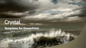  Presentation with storm - Presentation design featuring view of storm seascape background and a violet colored foreground