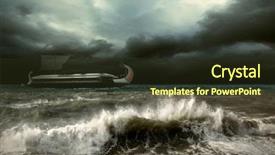  Presentation with ship storm - PPT theme having view of storm seascape background and a tawny brown colored foreground