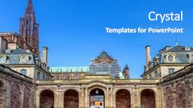  Presentation with europe - Slide set featuring view of strasbourg cathedral form rohan palace france europe background and a cobalt blue colored foreground
