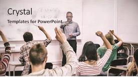  Presentation with students hands raised - PPT layouts enhanced with view of students with hands background and a lemonade colored foreground