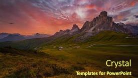  Presentation with summer - PPT theme consisting of view-of-sunset-in-summer background and a wine colored foreground