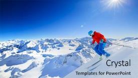  Presentation with skiing - Slide set consisting of view of swiss famous moutain background and a light blue colored foreground