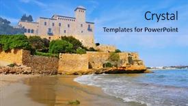  Presentation with spain - Beautiful slide set featuring view of tamarit castle backdrop and a light blue colored foreground