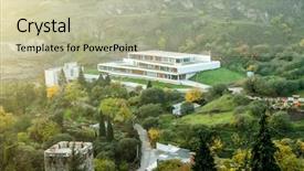  Presentation with botanical garden - PPT layouts with view of tbilisi botanical garden background and a mint green colored foreground