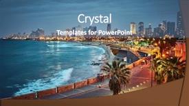  Presentation with vintage retro - Beautiful slides featuring view of tel aviv israel backdrop and a teal colored foreground