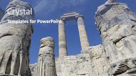  Presentation with antique - Presentation theme enhanced with view-of-temple-of-apollo background and a ocean colored foreground