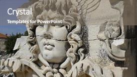  Presentation with antique - Beautiful presentation theme featuring ancient greek medusa - view of temple of apollo backdrop and a gray colored foreground