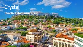  Presentation with culture heritage greece - PPT layouts with view of the acropolis background and a teal colored foreground