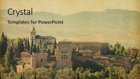  Presentation with granada - Amazing presentation design having view of the alhambra from the albayzin of granada andalusia spain photo in retro style paper texture backdrop and a soft green colored foreground