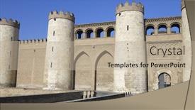  Presentation with city - PPT layouts having view-of-the-aljaferia-palace background and a mint green colored foreground