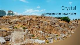  Presentation with corinth - Slide set featuring view-of-the-archaeological-site background and a light blue colored foreground