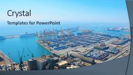 Presentation with container port - Amazing presentation theme having view of the barcelona port backdrop and a arctic colored foreground