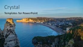  Presentation with popular - Slide deck enhanced with view-of-the-beach background and a light blue colored foreground