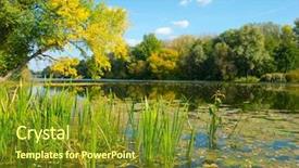  Presentation with top view of amazon river - Colorful presentation theme enhanced with view of the beautiful river backdrop and a  colored foreground