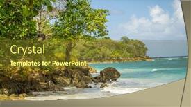  Presentation with turquoise beach - Slide set having view-of-the-beautiful-turquoise background and a tawny brown colored foreground