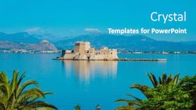  Presentation with castle - Presentation theme with view-of-the-bourtzi-castle background and a teal colored foreground