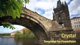  Presentation with fireworks on bridge - Colorful presentation design enhanced with view of the charles bridge backdrop and a tawny brown colored foreground