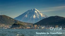  Presentation with volcano - Beautiful slide deck featuring view-of-the-city-petropavlovsk backdrop and a ocean colored foreground