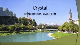  Presentation with salzburg - Amazing theme having view of the city salzburg and salzach river austria backdrop and a light blue colored foreground