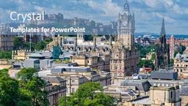  Presentation with scotland - PPT layouts having view of the city of edinburgh in scotland including several of its famous landmarks background and a teal colored foreground