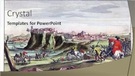  Presentation with engraving - Presentation design enhanced with view-of-the-city background and a sky blue colored foreground