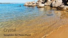  Presentation with clear water - Colorful PPT theme enhanced with view-of-the-clear-water backdrop and a coral colored foreground