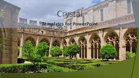  Presentation with monastery - Beautiful slide deck featuring view-of-the-cloister backdrop and a light blue colored foreground