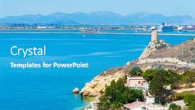  Presentation with coast - Amazing presentation design having view-of-the-coast backdrop and a teal colored foreground