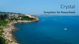  Presentation with mediterranean - Amazing slide deck having view of the coast of the cap des freres cape in leucate france bordering the mediterranean sea and la franqui beach in the background backdrop and a light blue colored foreground