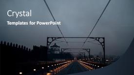  Presentation with railway tracks - Slide deck having view-of-the-dom-luis background and a gray colored foreground