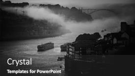  Presentation with fog - Presentation theme with view-of-the-douro-river background and a dark gray colored foreground