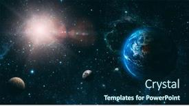  Presentation with elements - PPT theme featuring view-of-the-earth background and a navy blue colored foreground