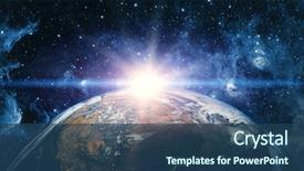  Presentation with cosmos - Audience pleasing PPT theme consisting of view of the earth backdrop and a ocean colored foreground