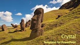  Presentation with easter - Colorful slide deck enhanced with view of the easter island backdrop and a tawny brown colored foreground